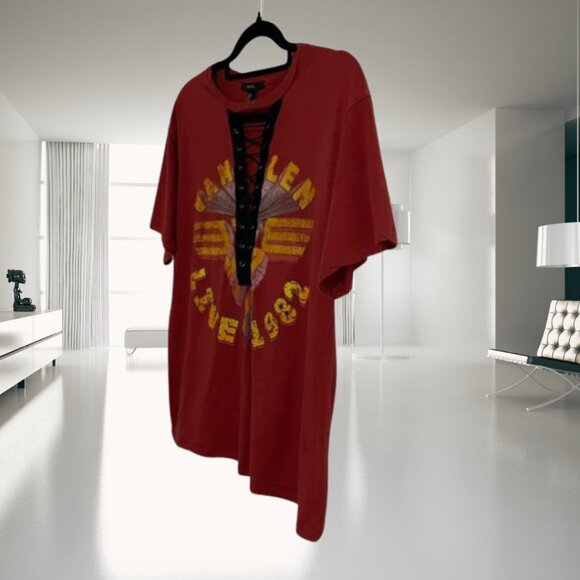 Van Halen 1982 Band Tee Lace-Up Grunge Graphic T-Shirt Forever 21 Size M - Picture 5 of 14